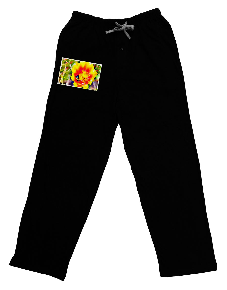 Bee Cactus Watercolor Adult Lounge Pants-Lounge Pants-TooLoud-Black-Small-Davson Sales