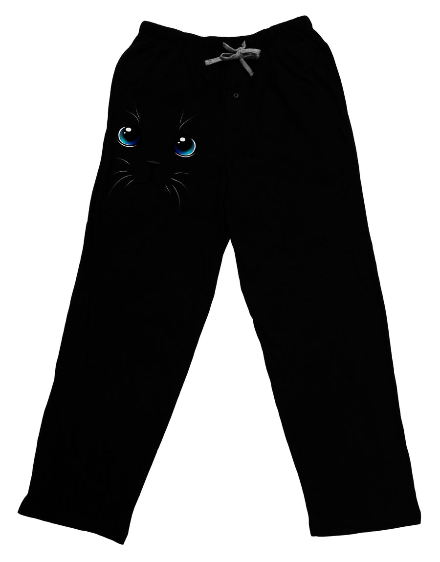 Blue-Eyed Cute Cat Face Adult Lounge Pants-Lounge Pants-TooLoud-Black-Small-Davson Sales