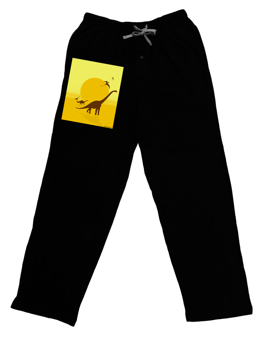 Brontosaurus and Pterodactyl Silhouettes with Sun Adult Lounge Pants - Black by TooLoud-Lounge Pants-TooLoud-Black-Small-Davson Sales