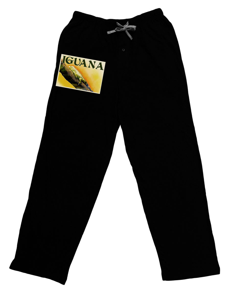 Iguana Watercolor Text Adult Lounge Pants-Lounge Pants-TooLoud-Black-Small-Davson Sales