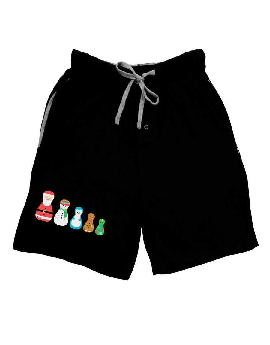 Cute Christmas Matryoshka Nesting Dolls Adult Lounge Shorts - Red or Black-Lounge Shorts-TooLoud-Red-Small-Davson Sales