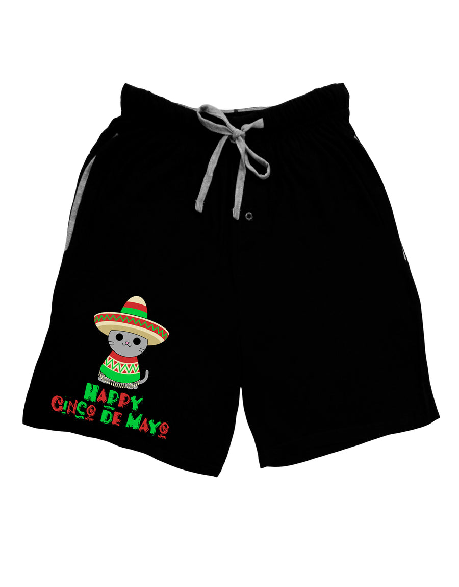 Happy Cinco de Mayo Cat Adult Lounge Shorts - Red or Black by TooLoud-Lounge Shorts-TooLoud-Black-Small-Davson Sales