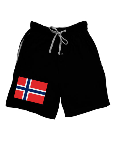 TooLoud Norwegian Flag Dark Adult Lounge Shorts-Lounge Shorts-TooLoud-Black-Small-Davson Sales