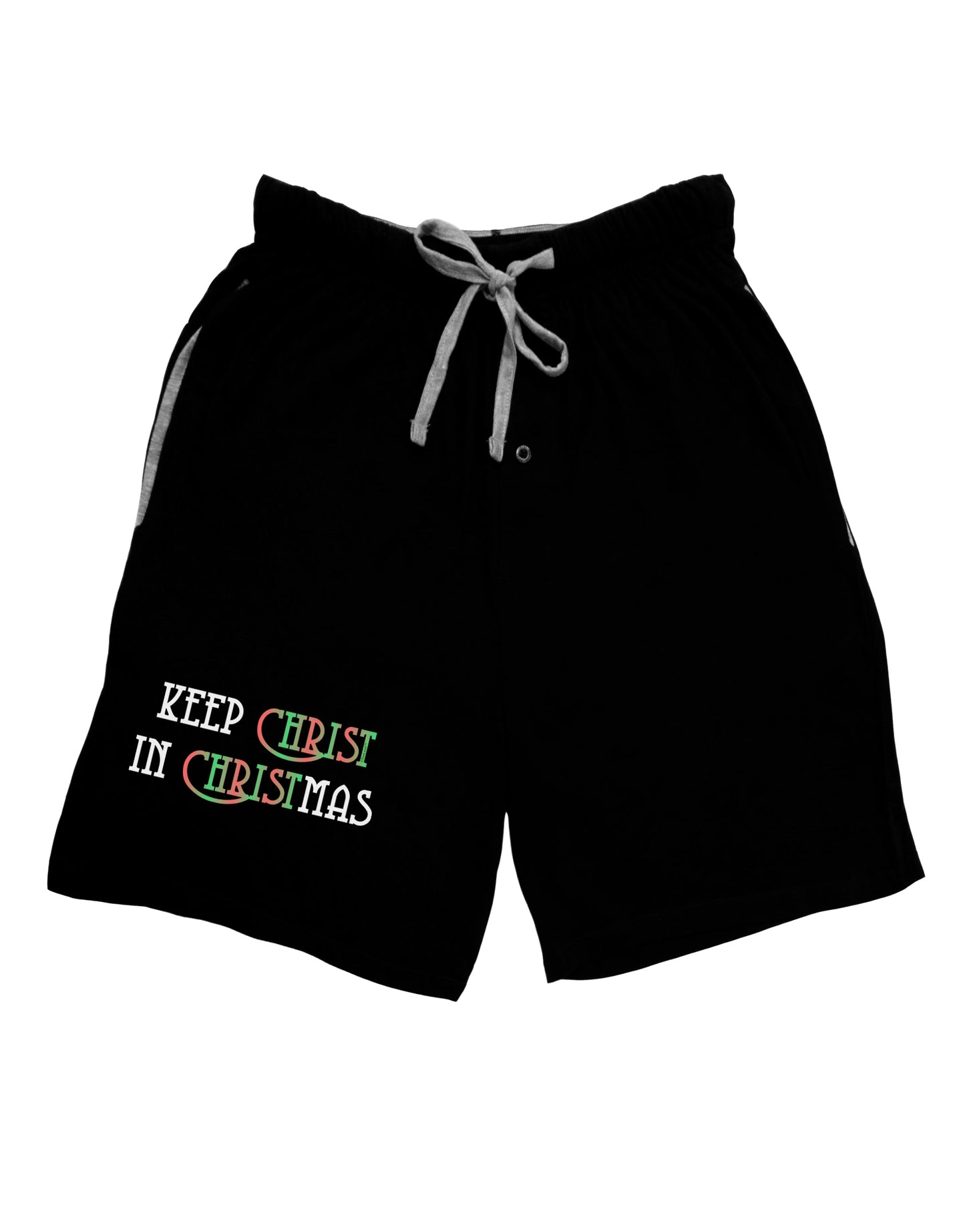 Keep Christ in Christmas Adult Lounge Shorts - Red or Black-Lounge Shorts-TooLoud-Black-Small-Davson Sales