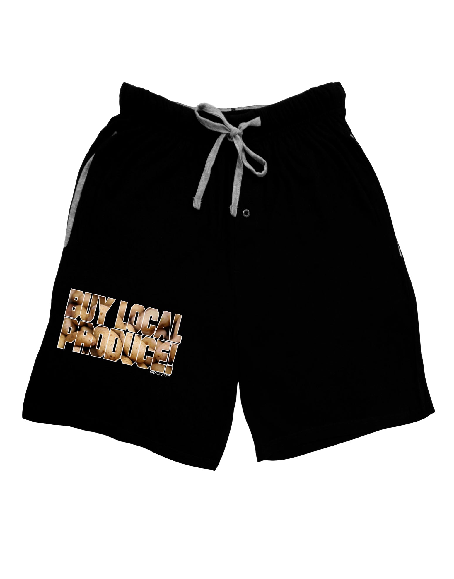 Buy Local Produce Potatoes Text Adult Lounge Shorts-Lounge Shorts-TooLoud-Black-Small-Davson Sales
