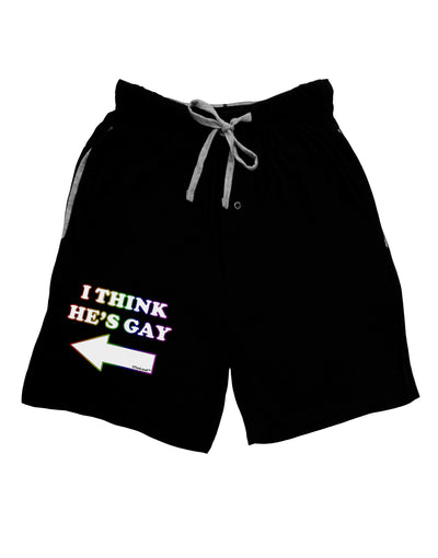 I Think He's Gay Left Adult Lounge Shorts by TooLoud-Lounge Shorts-TooLoud-Black-Small-Davson Sales