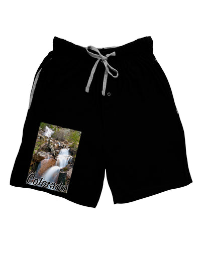 Colorado Waterfall Scene Text Adult Lounge Shorts-Lounge Shorts-TooLoud-Black-Small-Davson Sales