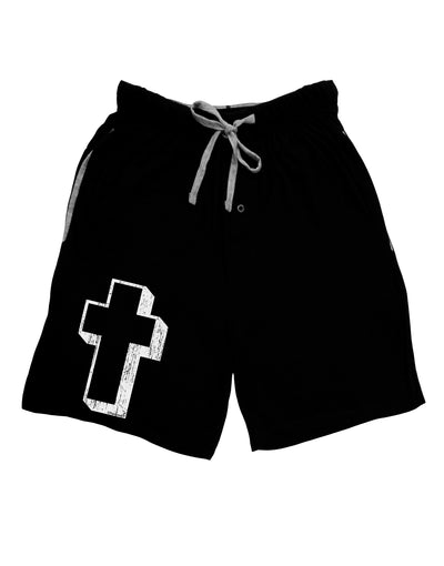 Simple Cross Design Black Distressed Adult Lounge Shorts - Red or Black by TooLoud-Lounge Shorts-TooLoud-Black-Small-Davson Sales