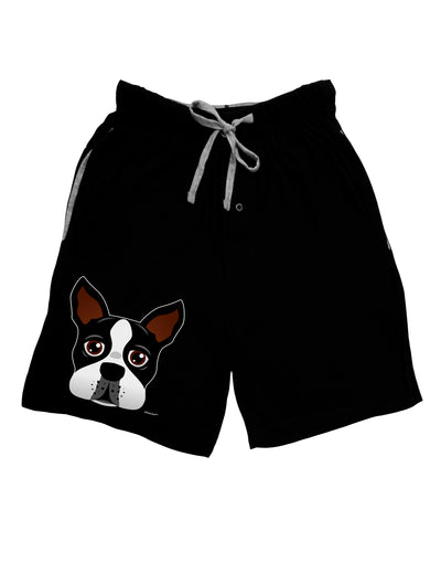 Cute Boston Terrier Dog Face Adult Lounge Shorts - Red or Black by TooLoud-Lounge Shorts-TooLoud-Black-Small-Davson Sales