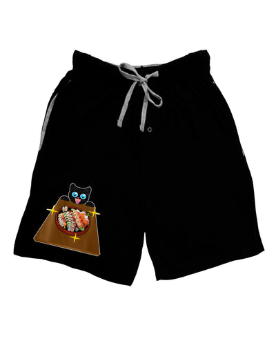 Anime Cat Loves Sushi Adult Lounge Shorts by TooLoud-Lounge Shorts-TooLoud-Black-Small-Davson Sales