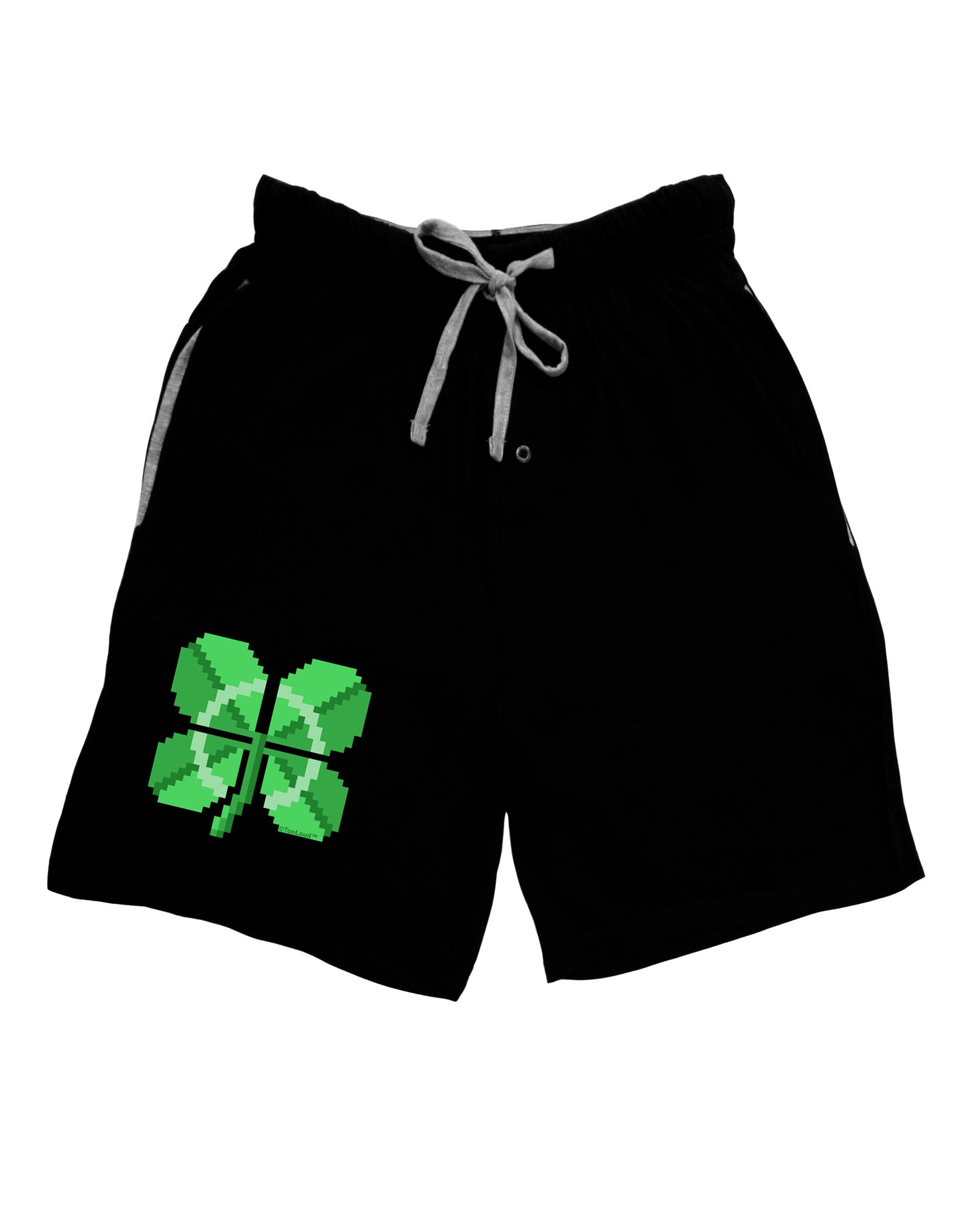 Pixel Four Leaf Clover Adult Lounge Shorts-Lounge Shorts-TooLoud-Black-Small-Davson Sales