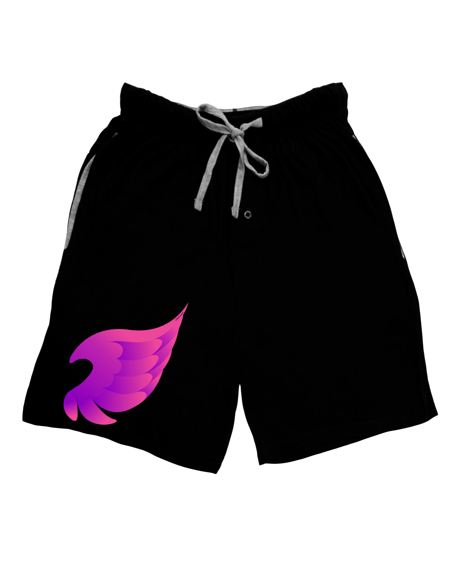 Cute Single Angel Wing Adult Lounge Shorts - Red or Black-Lounge Shorts-TooLoud-Black-Small-Davson Sales