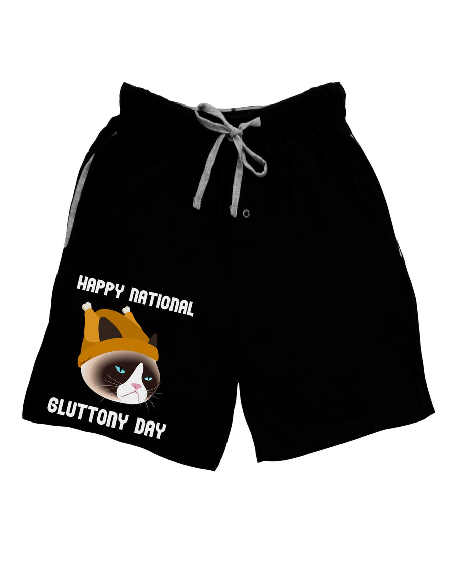 Gluttony Day Disgruntled Cat Adult Lounge Shorts by-Lounge Shorts-TooLoud-Red-Small-Davson Sales