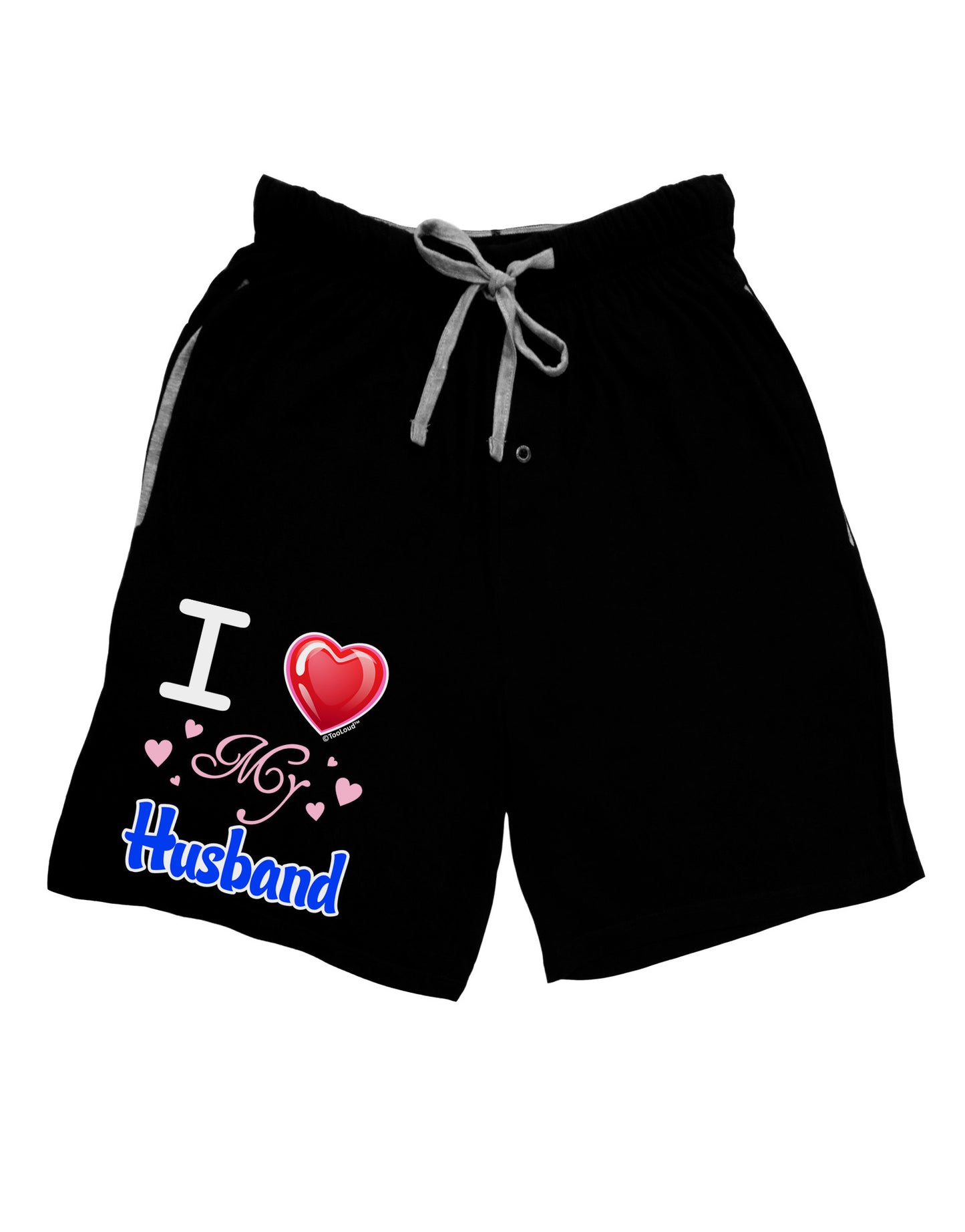 I Love Heart My Husband Adult Lounge Shorts - Red or Black-Lounge Shorts-TooLoud-Black-Small-Davson Sales