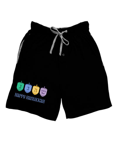 Happy Hanukkah Dreidels Adult Lounge Shorts - Red or Black-Lounge Shorts-TooLoud-Black-Small-Davson Sales