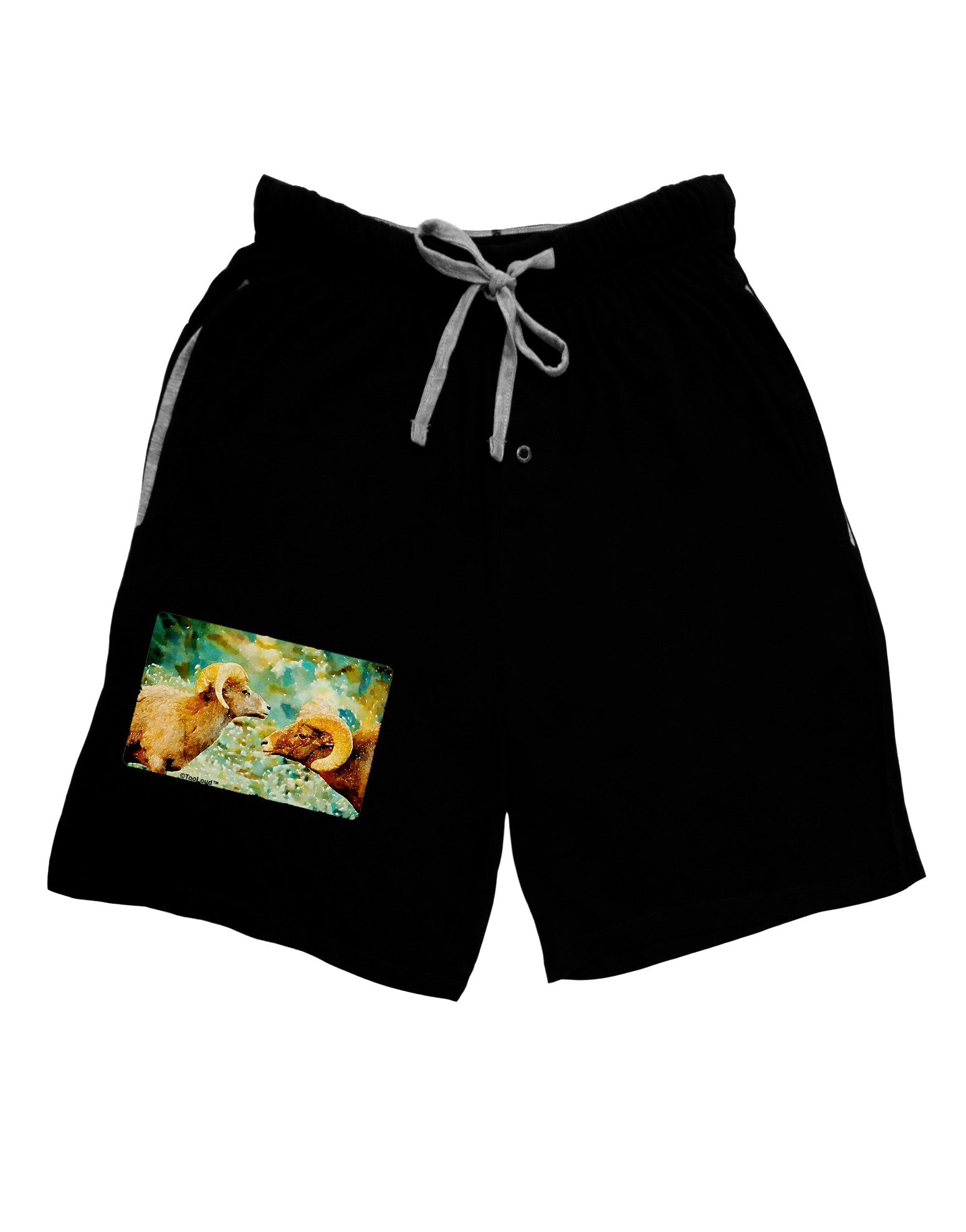 Two Bighorn Rams Watercolor Adult Lounge Shorts-Lounge Shorts-TooLoud-Black-Small-Davson Sales
