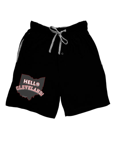 Hello Cleveland Adult Lounge Shorts-Lounge Shorts-TooLoud-Black-Small-Davson Sales