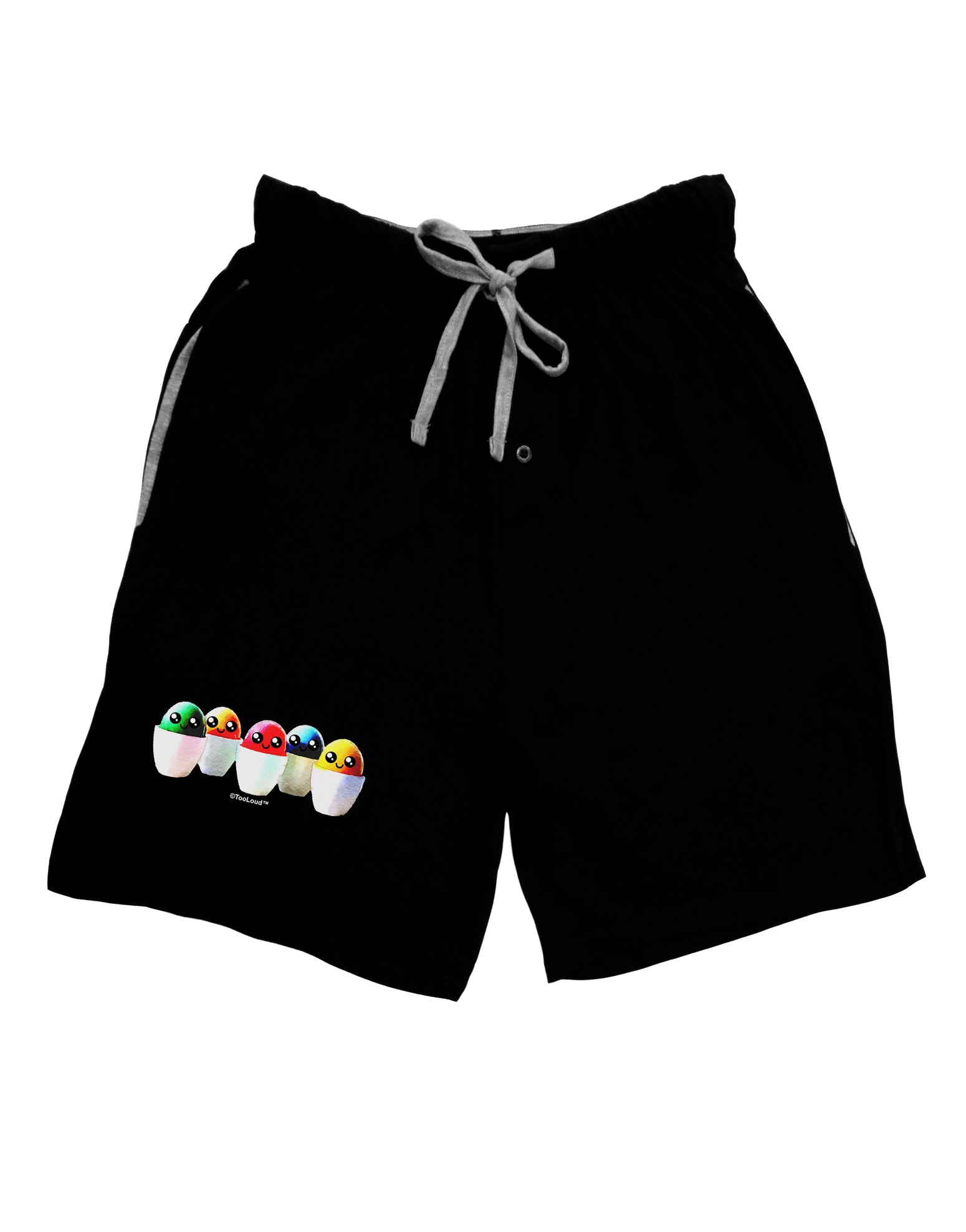 Kawaii Easter Eggs - No Text Adult Lounge Shorts - Red or Black by TooLoud-Lounge Shorts-TooLoud-Black-Small-Davson Sales
