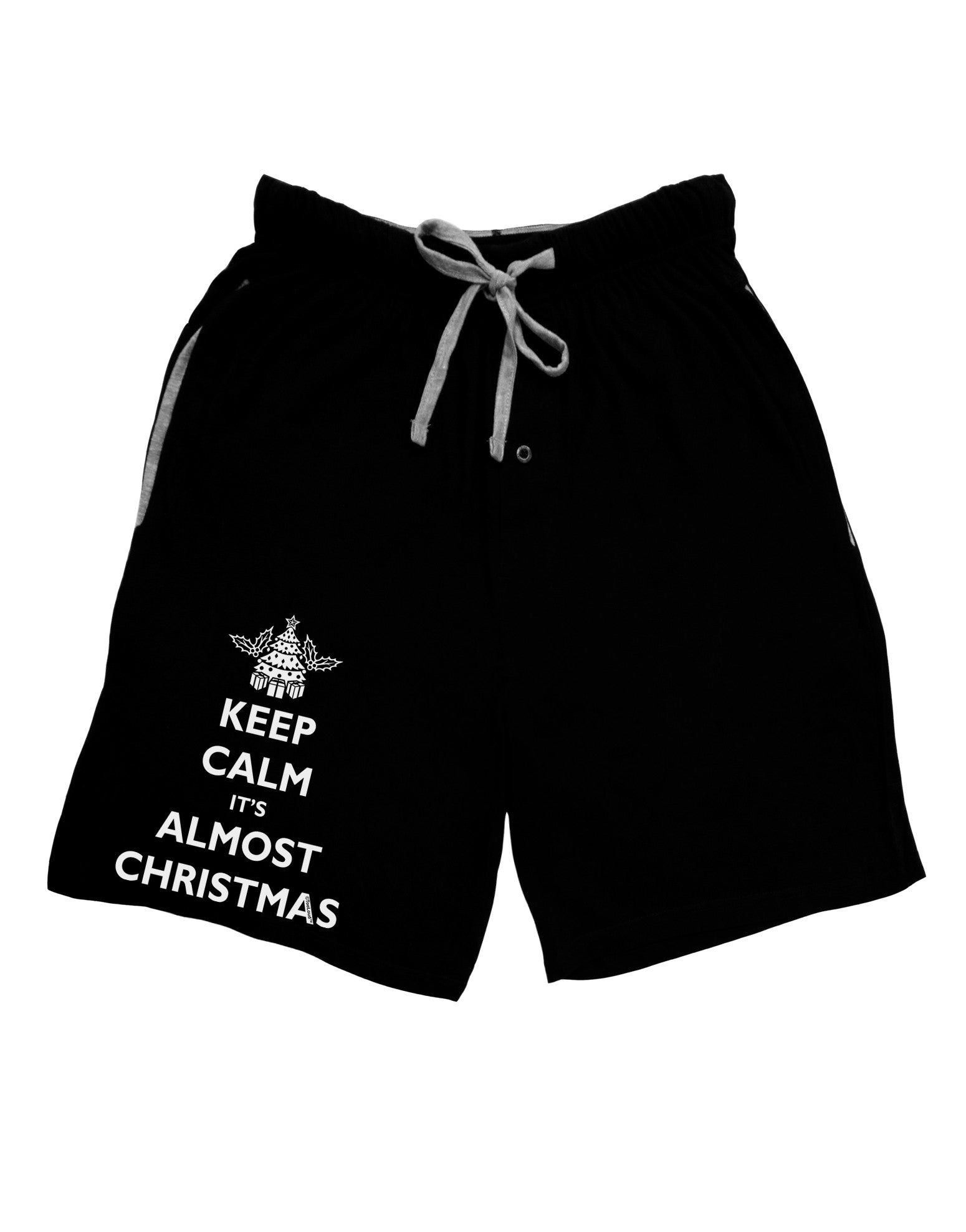 Keep Calm It's Almost Christmas Adult Lounge Shorts - Red or Black-Lounge Shorts-TooLoud-Black-Small-Davson Sales