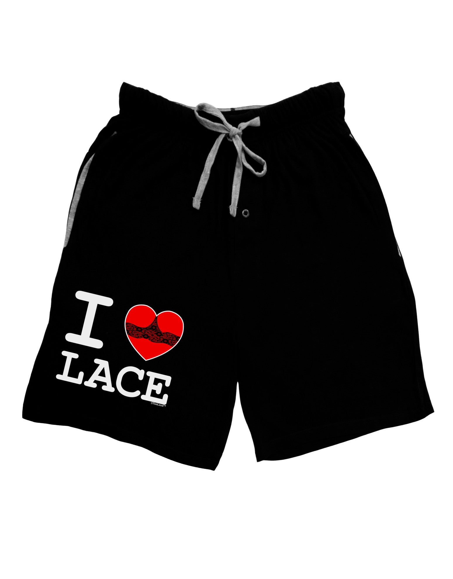 I Love Heart Lace Adult Lounge Shorts-Lounge Shorts-TooLoud-Black-Small-Davson Sales