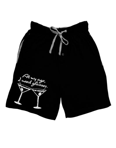 At My Age I Need Glasses - Martini Distressed Adult Lounge Shorts - Red or Black by TooLoud-Lounge Shorts-TooLoud-Black-Small-Davson Sales