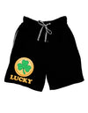 Shamrock Button - Lucky Adult Lounge Shorts - Red or Black by TooLoud-Lounge Shorts-TooLoud-Black-Small-Davson Sales