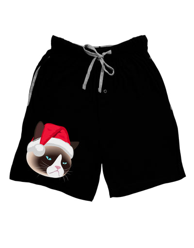 Santa Hat Disgruntled Siamese Cat Adult Lounge Shorts by-Lounge Shorts-TooLoud-Black-Small-Davson Sales