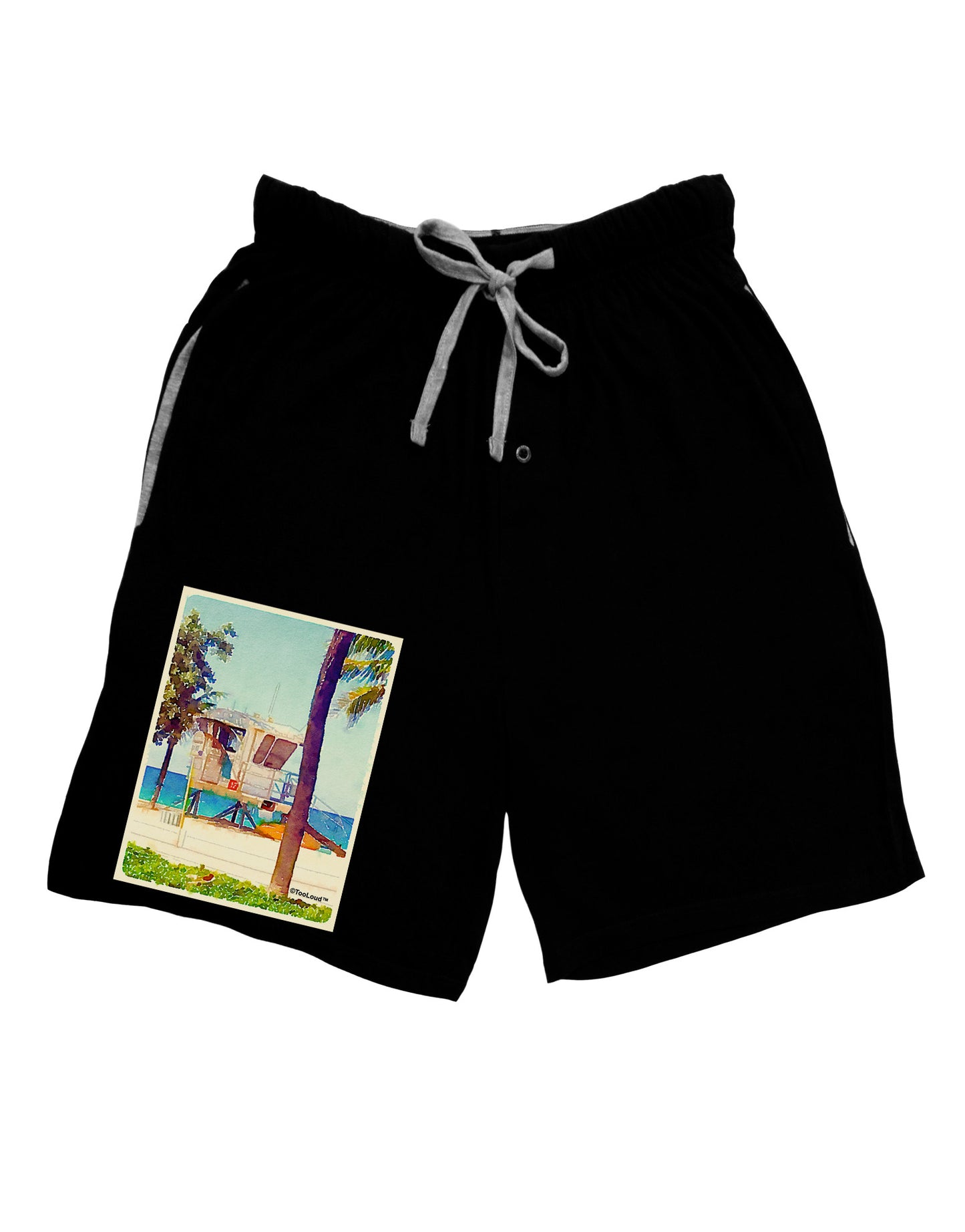 Lifeguard Station Watercolor Adult Lounge Shorts-Lounge Shorts-TooLoud-Black-Small-Davson Sales