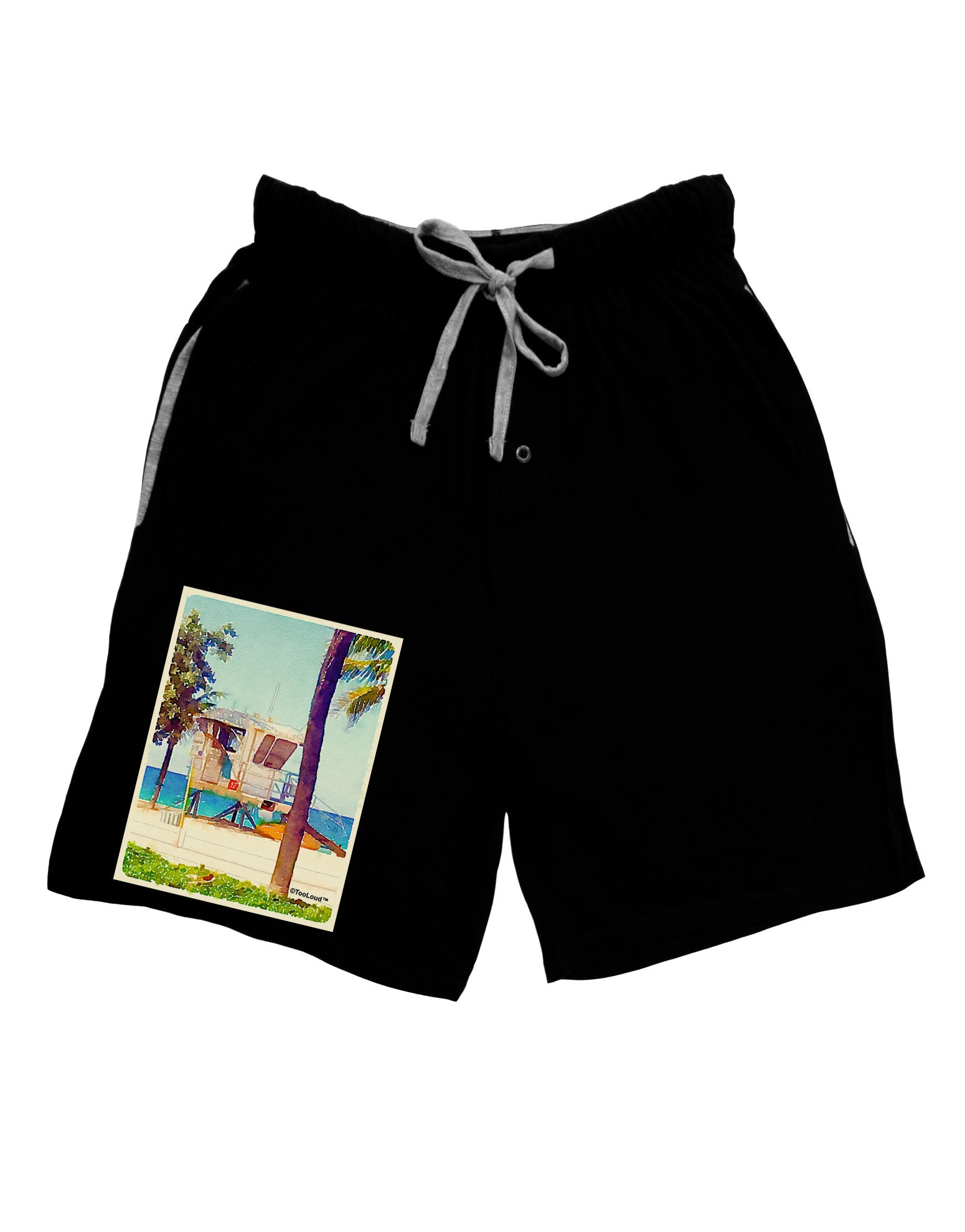 Lifeguard Station Watercolor Adult Lounge Shorts-Lounge Shorts-TooLoud-Black-Small-Davson Sales