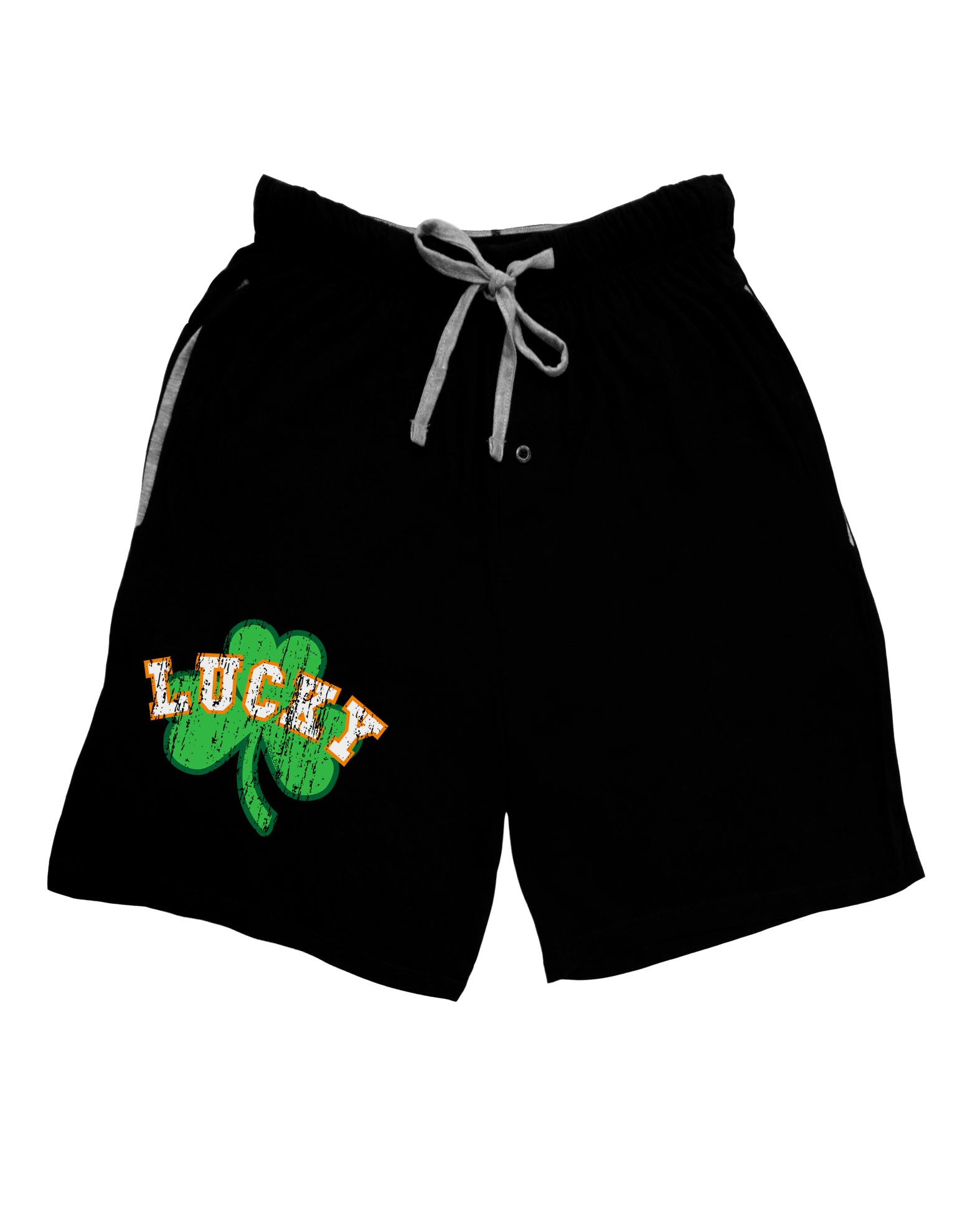 Lucky Shamrock Design Distressed Adult Lounge Shorts - Red or Black by TooLoud-Lounge Shorts-TooLoud-Black-Small-Davson Sales