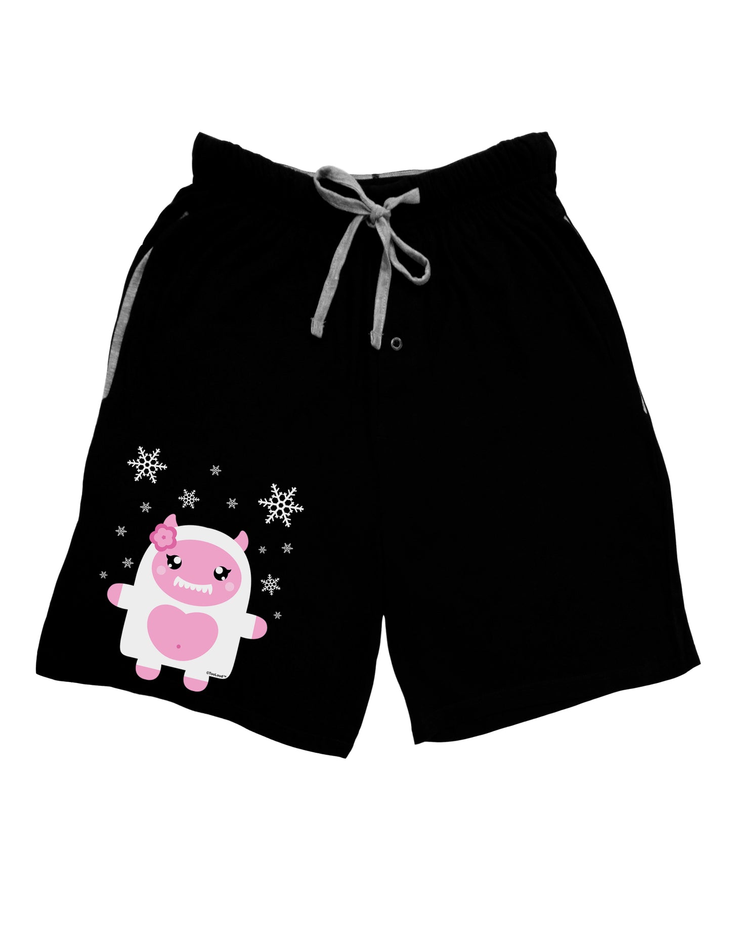 Cute Abominable Snowman Girl Yeti - Christmas Adult Lounge Shorts - Red or Black by TooLoud-Lounge Shorts-TooLoud-Black-Small-Davson Sales