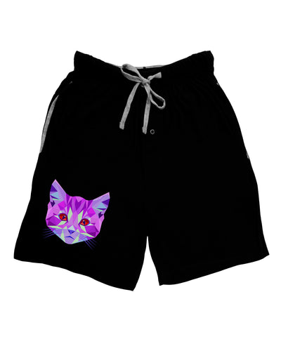 Geometric Kitty Purple Adult Lounge Shorts-Lounge Shorts-TooLoud-Black-Small-Davson Sales