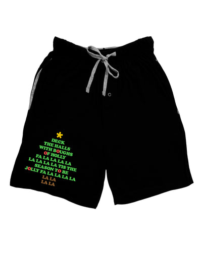 Deck the Halls Lyrics Christmas Tree Adult Lounge Shorts - Red or Black-Lounge Shorts-TooLoud-Black-Small-Davson Sales