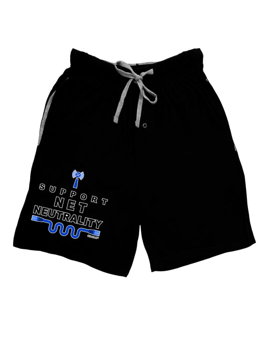i Support Net Neutrality Adult Lounge Shorts - Black- Small-Lounge Shorts-TooLoud-Davson Sales