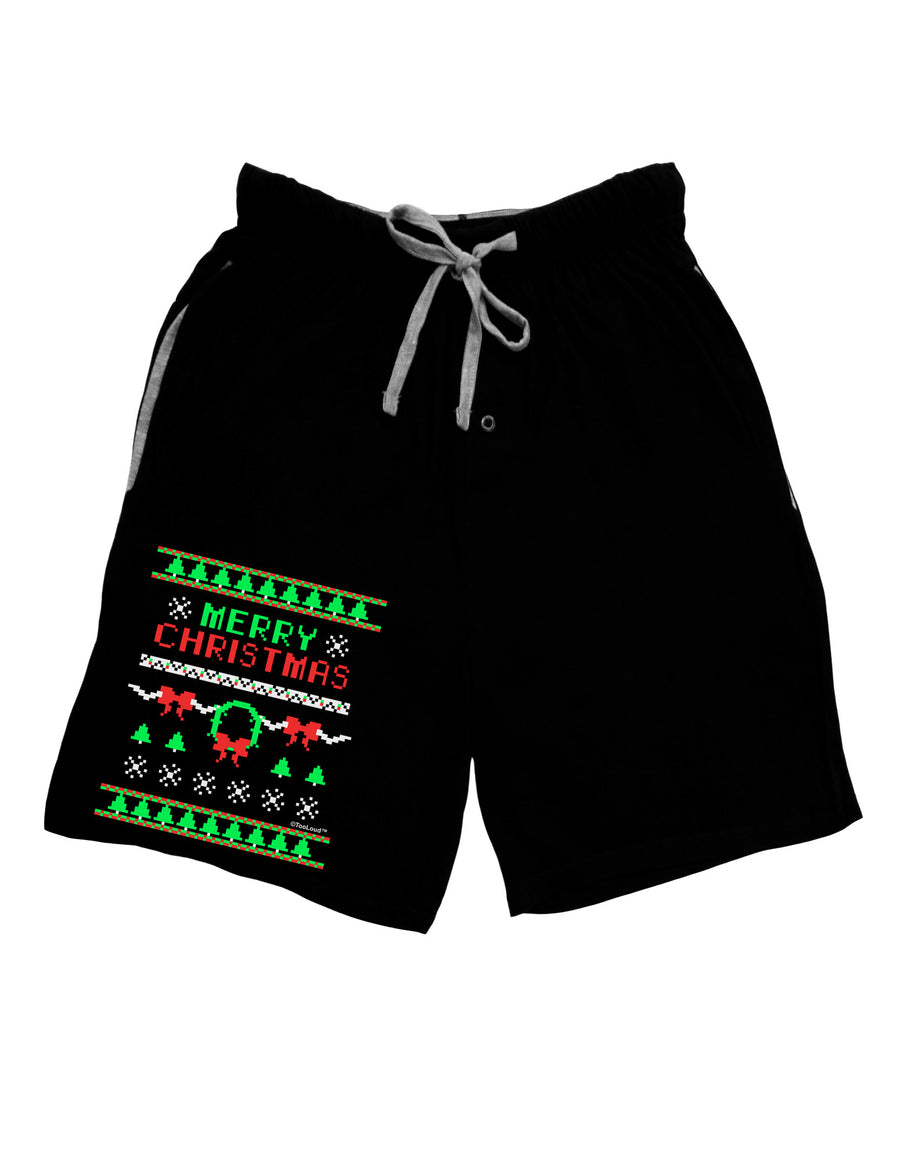 Merry Christmas Ugly Christmas Sweater Relaxed Adult Lounge Shorts-Lounge Shorts-TooLoud-Black-Small-Davson Sales