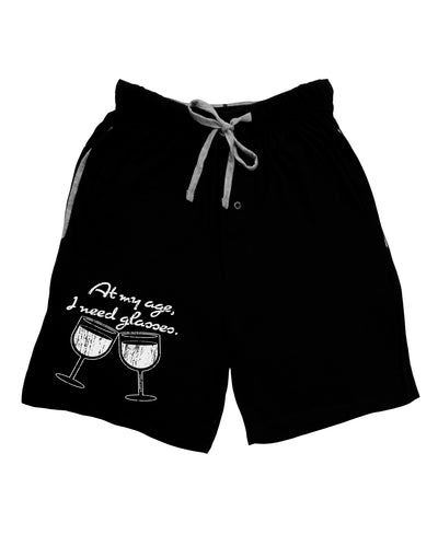 At My Age I Need Glasses - Wine Distressed Adult Lounge Shorts - Red or Black by TooLoud-Lounge Shorts-TooLoud-Black-Small-Davson Sales