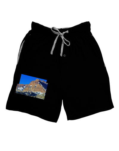 Colorado Snowy Mountains Cutout Relaxed Adult Lounge Shorts-Lounge Shorts-TooLoud-Black-Small-Davson Sales