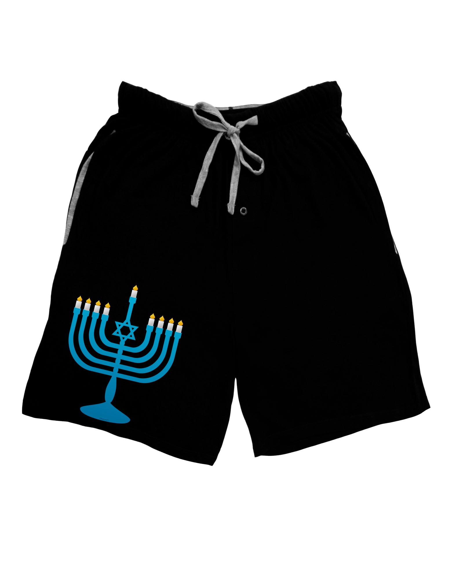Hanukkah Menorah Adult Lounge Shorts - Red or Black-Lounge Shorts-TooLoud-Black-Small-Davson Sales