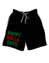 Happy Holla Days - Red and Green Adult Lounge Shorts - Red or Black by TooLoud-Lounge Shorts-TooLoud-Black-Small-Davson Sales