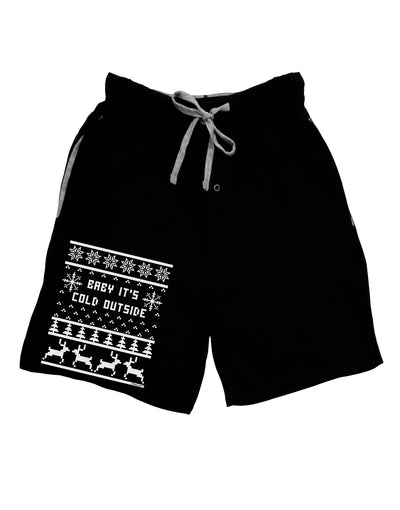 Baby It's Cold Outside Christmas Sweater Design Adult Lounge Shorts - Red or Black-Lounge Shorts-TooLoud-Black-Small-Davson Sales