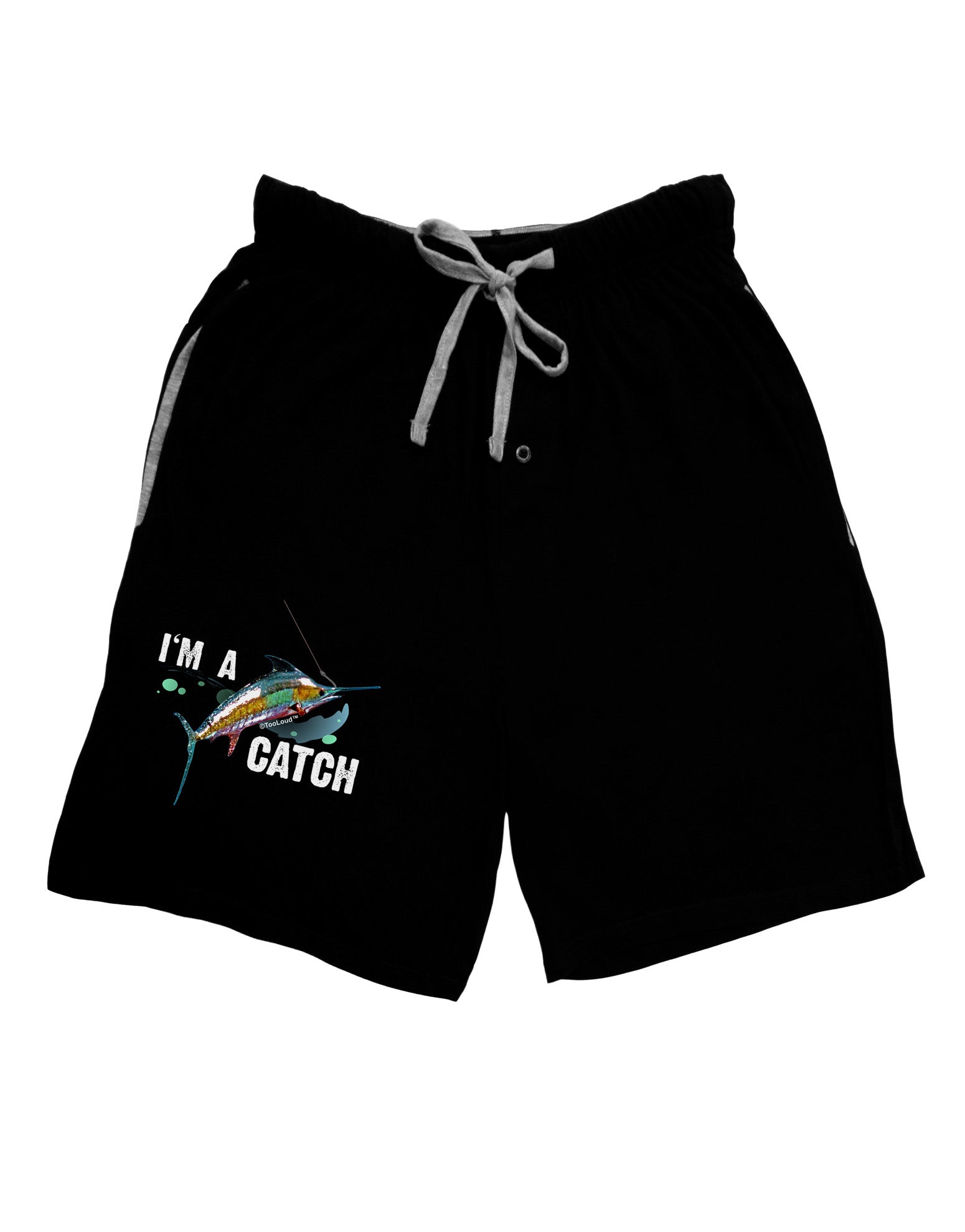 I'm A Catch Swordfish Relaxed Adult Lounge Shorts-Lounge Shorts-TooLoud-Black-Small-Davson Sales