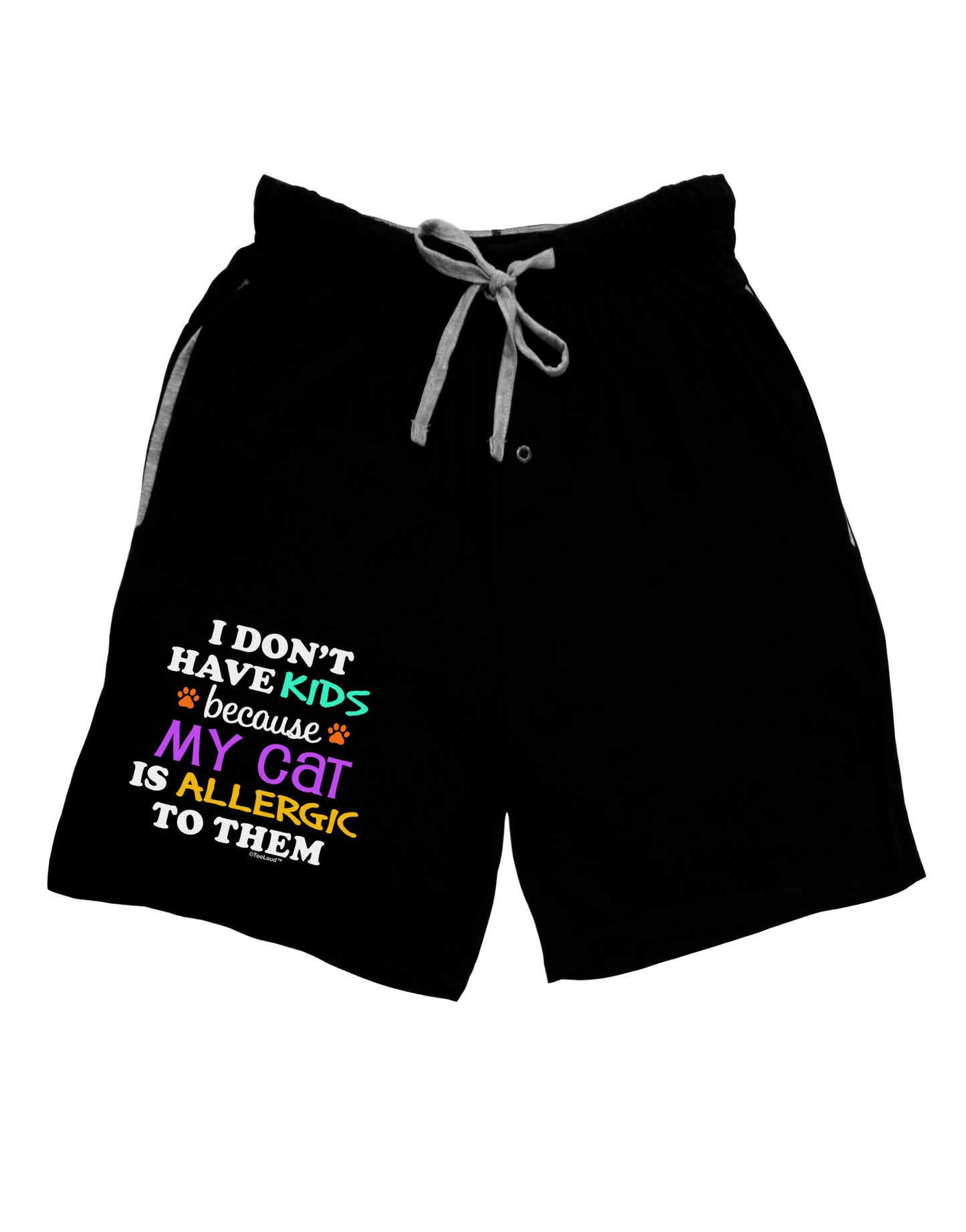 I Don't Have Kids - Cat Adult Lounge Shorts-Lounge Shorts-TooLoud-Black-Small-Davson Sales