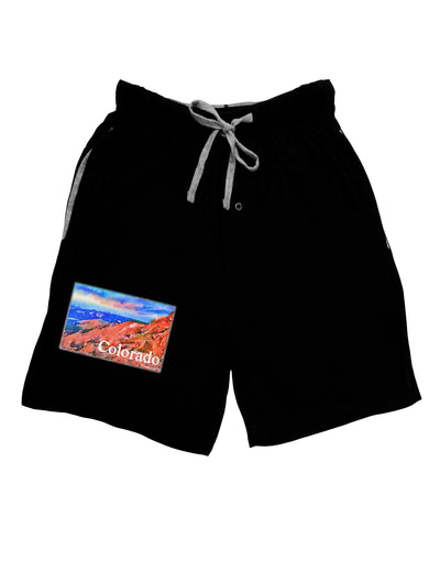 Colorado Mtn Sunset Soaked WaterColor Relaxed Adult Lounge Shorts-Lounge Shorts-TooLoud-Black-Small-Davson Sales