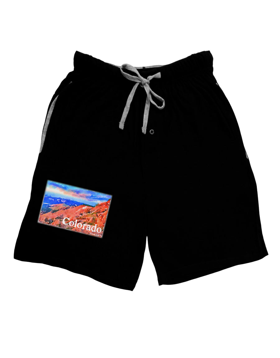 Colorado Mtn Sunset Soaked WaterColor Relaxed Adult Lounge Shorts-Lounge Shorts-TooLoud-Red-Small-Davson Sales