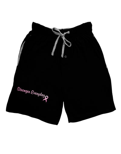 Stronger Everyday Breast Cancer Awareness Ribbon Adult Lounge Shorts - Red or Black-Lounge Shorts-TooLoud-Black-Small-Davson Sales