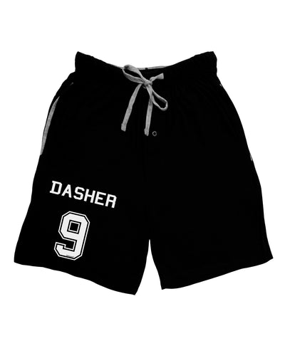 Reindeer Jersey - Dasher 9 Adult Lounge Shorts - Red or Black-Lounge Shorts-TooLoud-Black-Small-Davson Sales