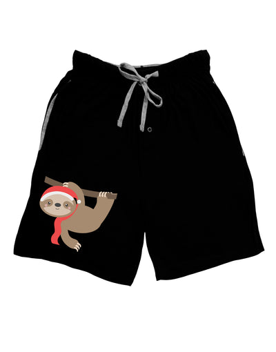 Cute Christmas Sloth with Santa Hat Adult Lounge Shorts-Lounge Shorts-TooLoud-Black-Small-Davson Sales