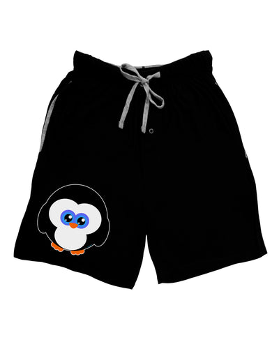 Cute Penguin Christmas Adult Lounge Shorts - Red or Black-Lounge Shorts-TooLoud-Black-Small-Davson Sales