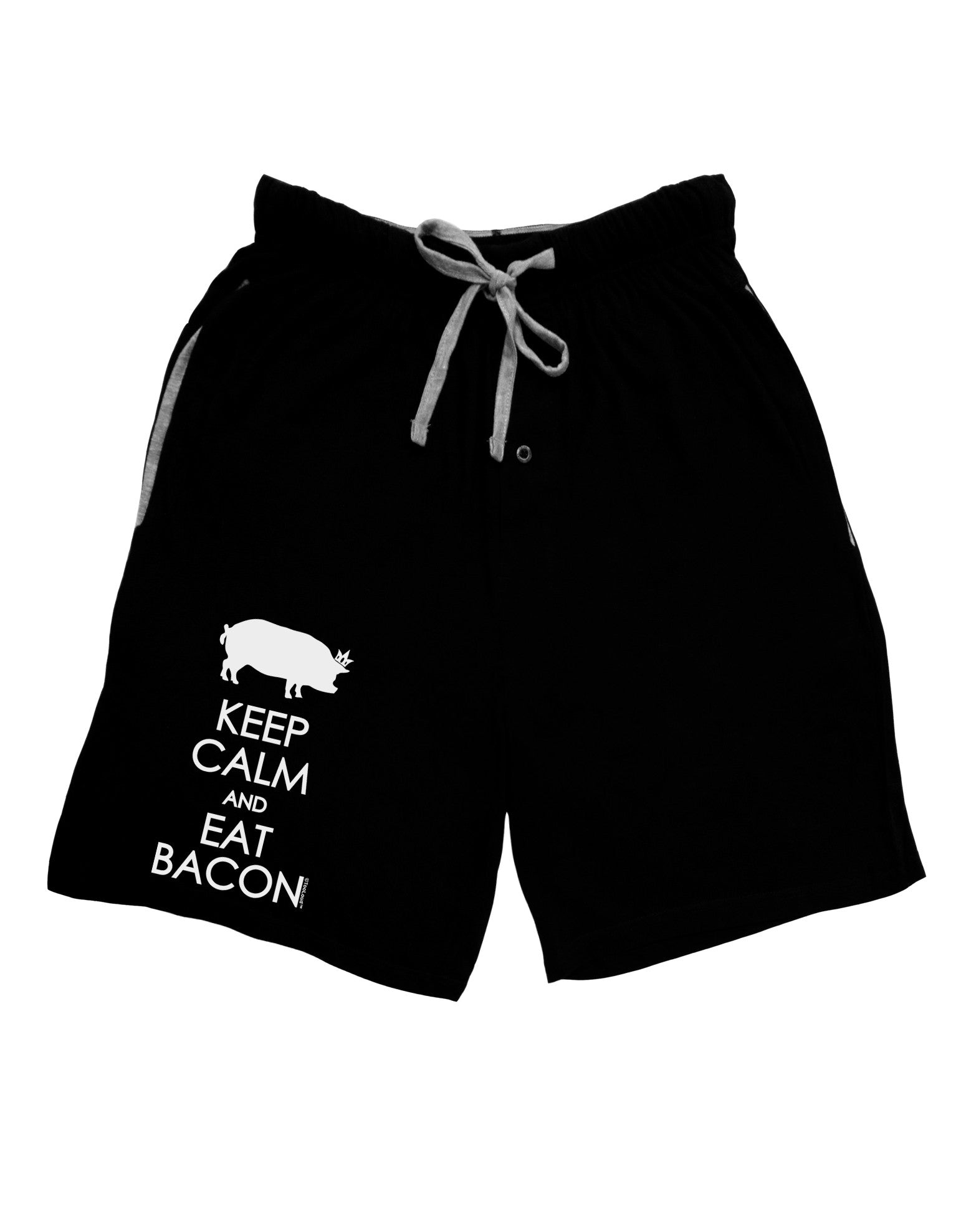 Keep Calm and Eat Bacon Adult Lounge Shorts-Lounge Shorts-TooLoud-Black-Small-Davson Sales