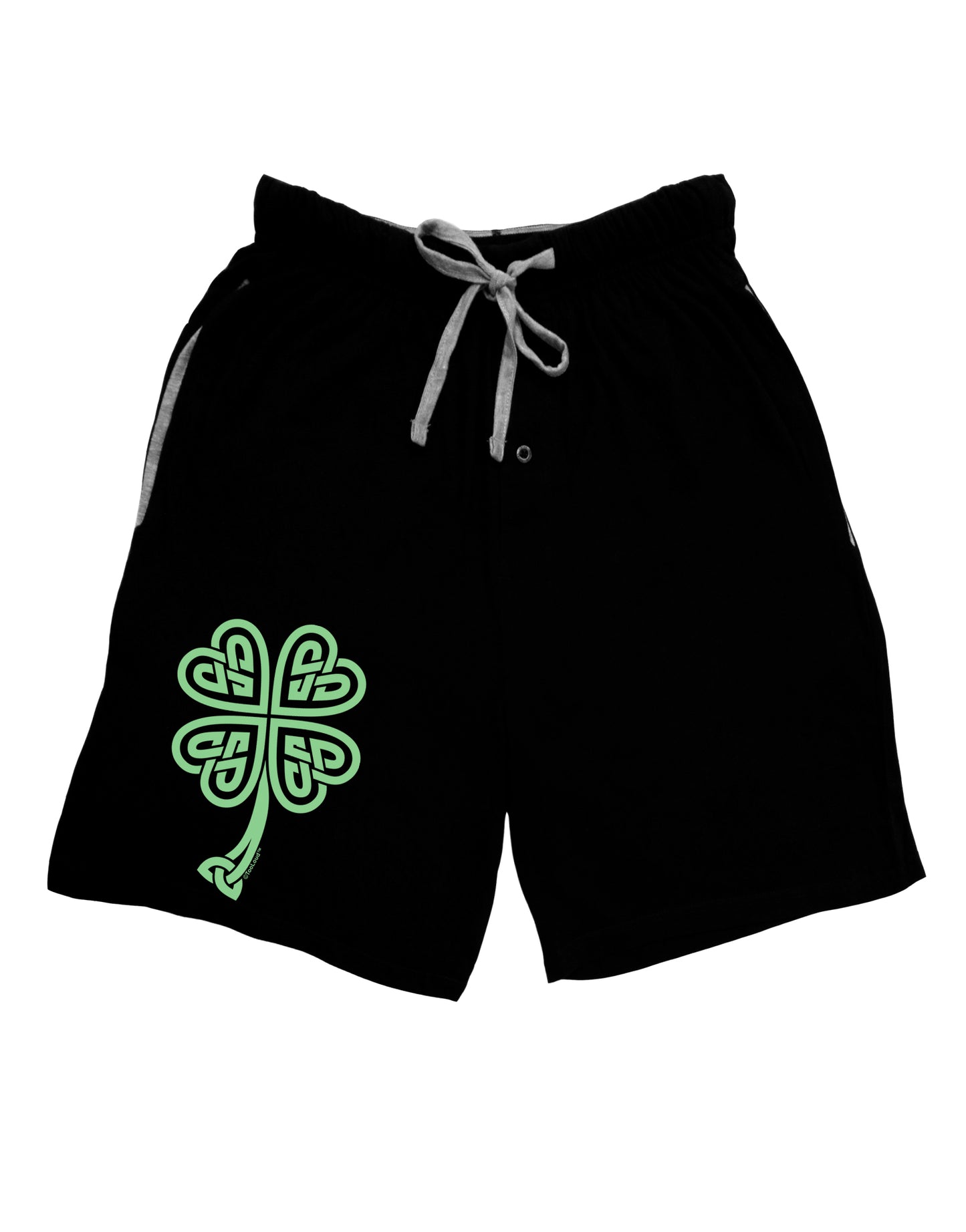 Celtic Knot 4 Leaf Clover St Patricks Adult Lounge Shorts - Red or Black-Lounge Shorts-TooLoud-Black-Small-Davson Sales